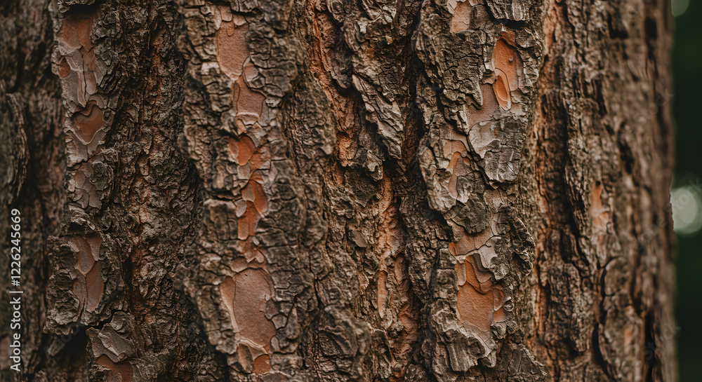 Detailed texture of rough tree bark in earthy brown tones Detailed texture of rough tree bark in earthy brown tones