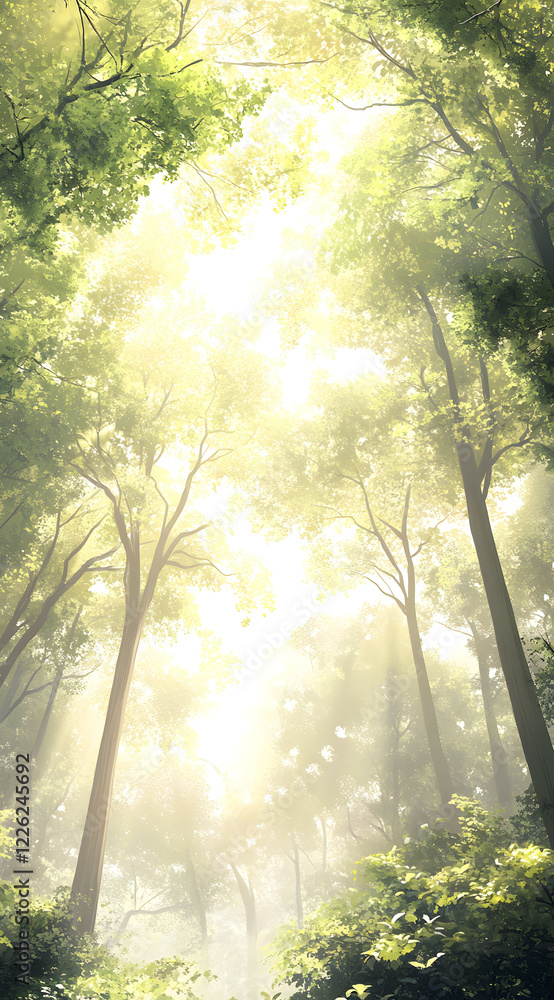 Fototapeta premium A beautiful forest scene with tall trees