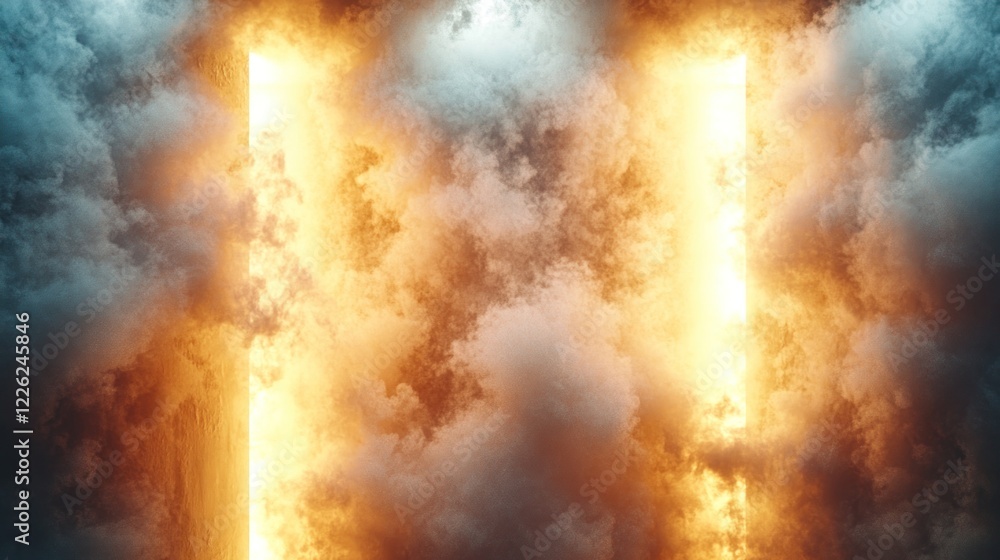 Fototapeta premium Glowing Pillars in Smoky Stage Background