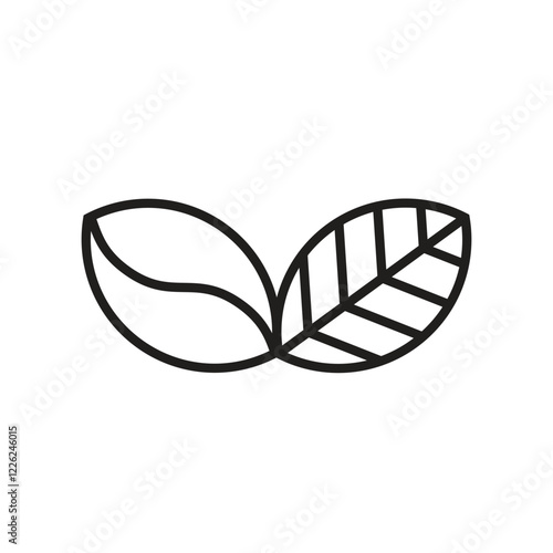 Logo leaf and coffee bean unique design with blank background