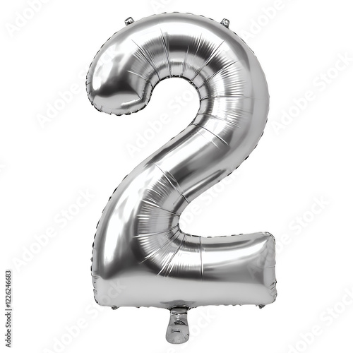 Silver Number 2 Balloon, Shiny Foil 2, Party Decor