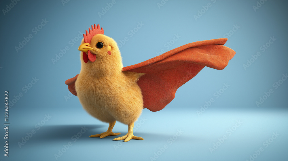 Obraz premium Superhero Chicken with Orange Cape anthropomorphic Animal