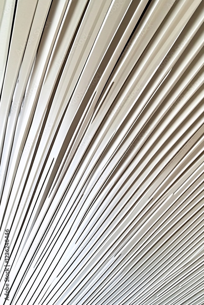 Fototapeta premium White geometric striped pattern converging in an abstract image, creating a vanishing point