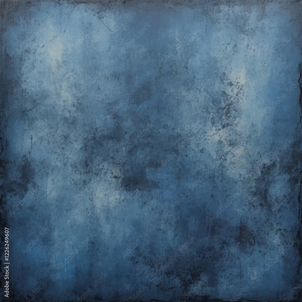 Fototapeta premium Abstract deep blue background textures featuring grainy effects, scratched surfaces, and artistic gradients. The design blends urban aesthetics, seamless patterns, and calm yet mysterious marine.