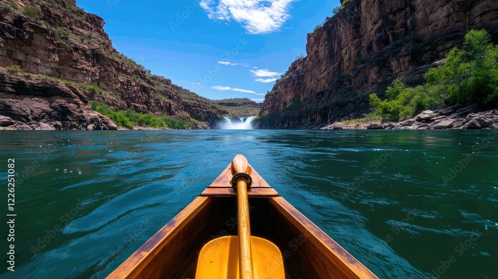 Fototapeta premium Canyon river waterfall canoe adventure travel