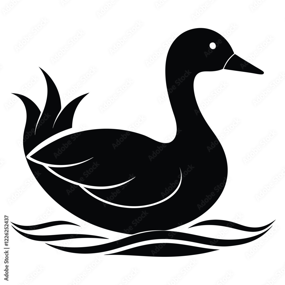 On a river, a duck appears so organic. On a river, a duck appears so organic.