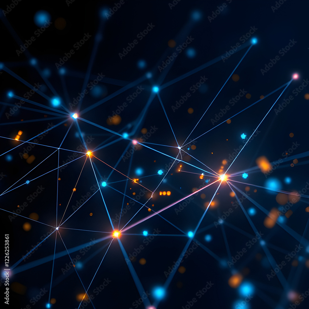Geometric Abstract Business Background with Glowing Interconnected Lines and Icons Geometric Abstract Business Background with Glowing Interconnected Lines and Icons