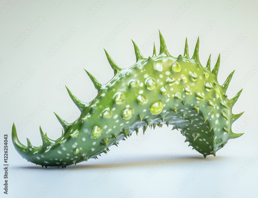 Fototapeta premium Abstract green spiky organic form, 3D render.