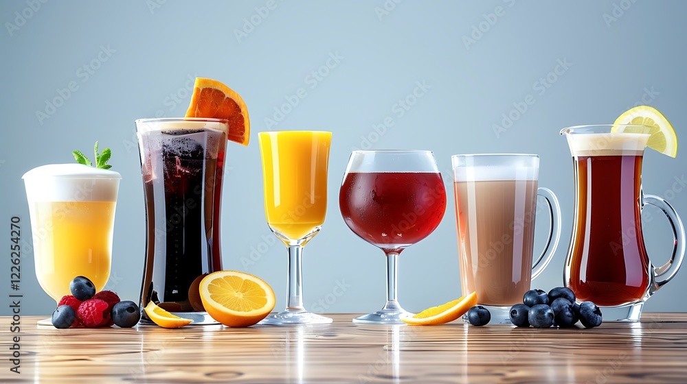 Drinks: Coffee cups, wine glasses, smoothies or water bottles Drinks: Coffee cups, wine glasses, smoothies or water bottles