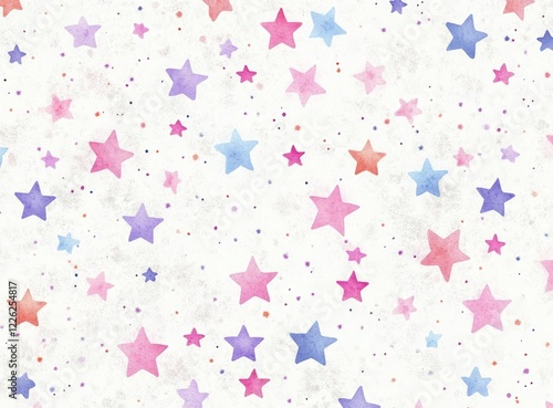 Cute Seamless Background of Stars Soft Pastel Pattern with Glittery Touch for Children photo