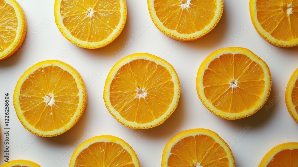 Flat lay of juicy orange slices on pastel background. Flat lay of juicy orange slices on pastel background.