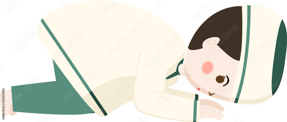 Obraz premium Flat illustration muslim boy pray