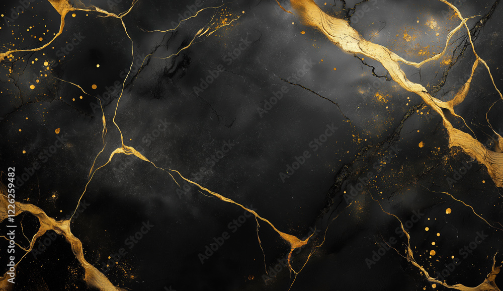 Black marble background with gold veins and speckles, creating a luxurious and elegant texture, Generative AI Black marble background with gold veins and speckles, creating a luxurious and elegant texture, Generative AI