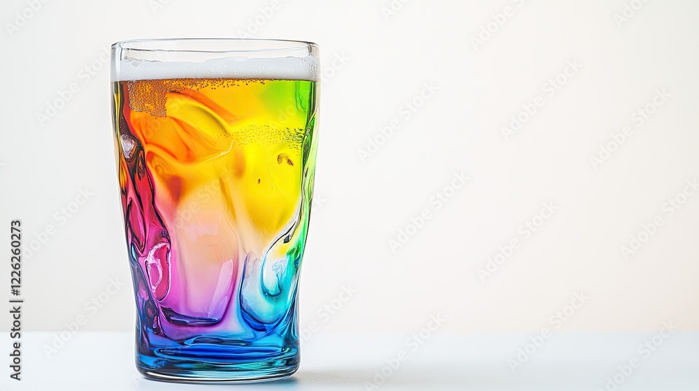 Colorful beer in a transparent glass, set against a stark white backdrop, highlighting its rich, vibrant tones. Colorful beer in a transparent glass, set against a stark white backdrop, highlighting its rich, vibrant tones.