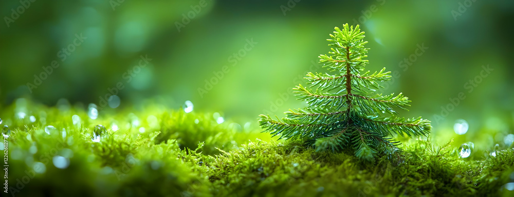 Young fir tree moss forest growth Young fir tree moss forest growth