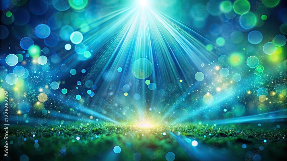 Surreal Abstract Green Blue Bokeh Background, Light Rays, Harmonious Vignette, Emotional Photography Surreal Abstract Green Blue Bokeh Background, Light Rays, Harmonious Vignette, Emotional Photography
