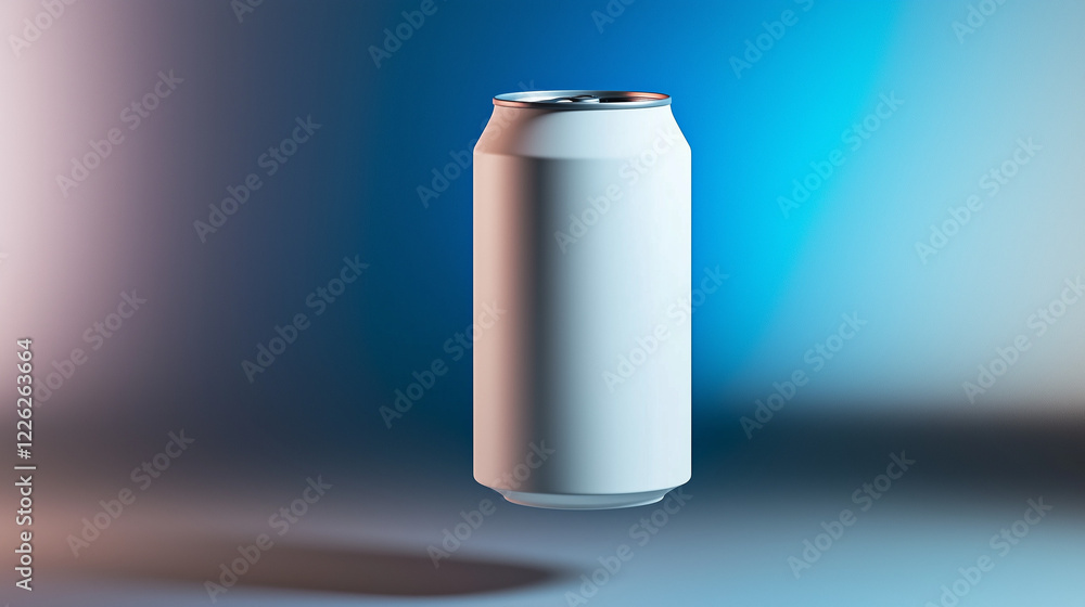 A high-quality 3D render of a white energy drink can floating against a striking blue and pink gradient. Perfect for modern branding, energy drinks, and minimalistic product displays. A high-quality 3D render of a white energy drink can floating against a striking blue and pink gradient. Perfect for modern branding, energy drinks, and minimalistic product displays.