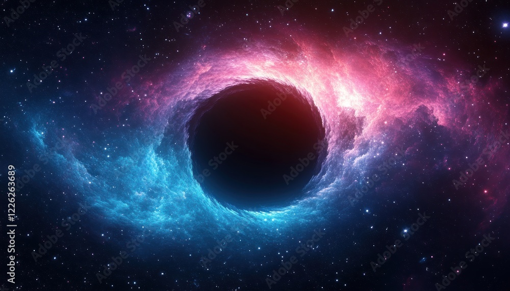Cosmic Black Hole Surrounded by Swirling Galaxies in Abstract Digital Art Cosmic Black Hole Surrounded by Swirling Galaxies in Abstract Digital Art
