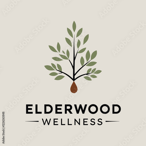 Minimalist Elderwood Wellness Logo Design photo