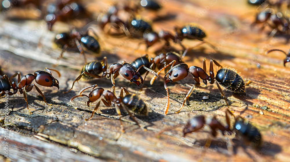 Close-Up Detailed View of Odorous House Ants Foraging in Domestic Environment Close-Up Detailed View of Odorous House Ants Foraging in Domestic Environment
