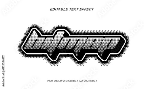 Y2K bitmap dither text effect fully editable vector word can be changeable and scalable photo