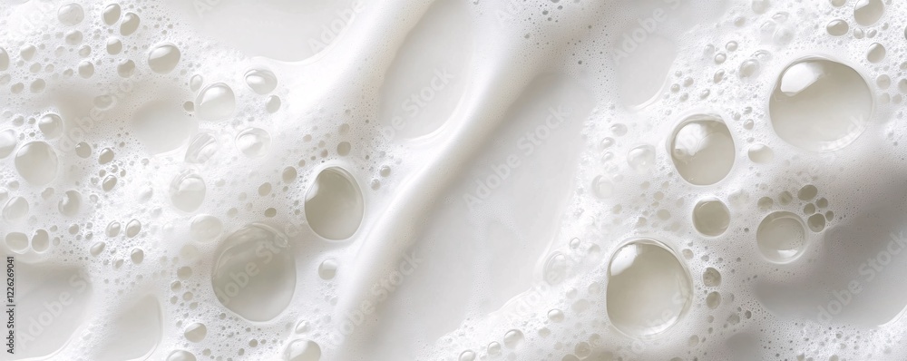 White body lotion or cosmetic cream creating smooth, soft bubbles White body lotion or cosmetic cream creating smooth, soft bubbles