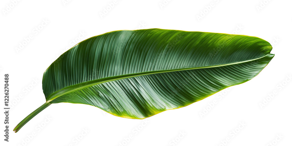 Fototapeta premium Fresh green banana leaf isolated on transparent background.