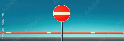 Stop Barrier Limit Traffic Sign Against Blue Sky