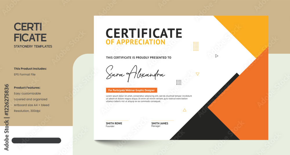 Obraz premium Creative Minimalist Certificate Design Template