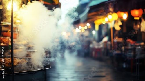 Steaming Food Cart at Night Market Street