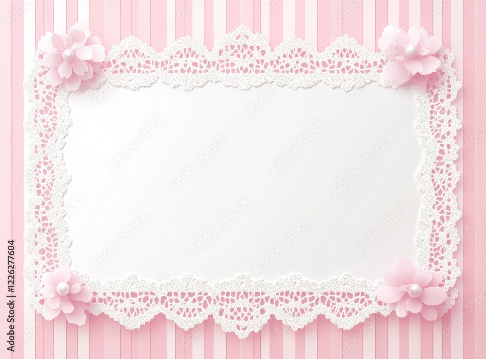 Cute Pink Frame Background with Lace and Ribbon for Valentine's Day Birthday and Wedding Celebrations Cute Pink Frame Background with Lace and Ribbon for Valentine's Day Birthday and Wedding Celebrations