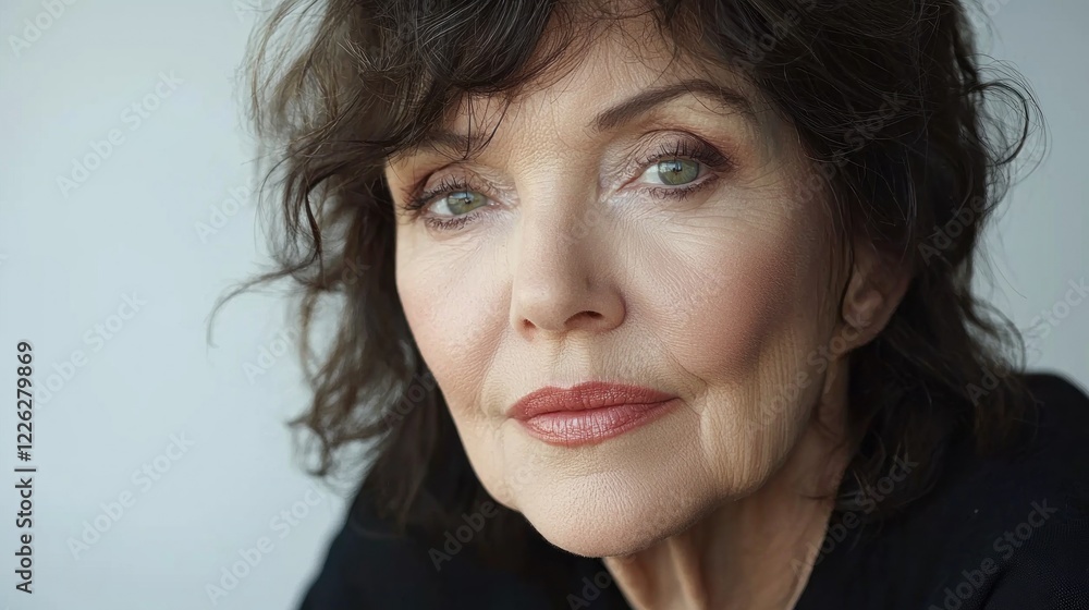 Close-up Portrait of Mature Woman with Soft Makeup and Natural Pose Close-up Portrait of Mature Woman with Soft Makeup and Natural Pose