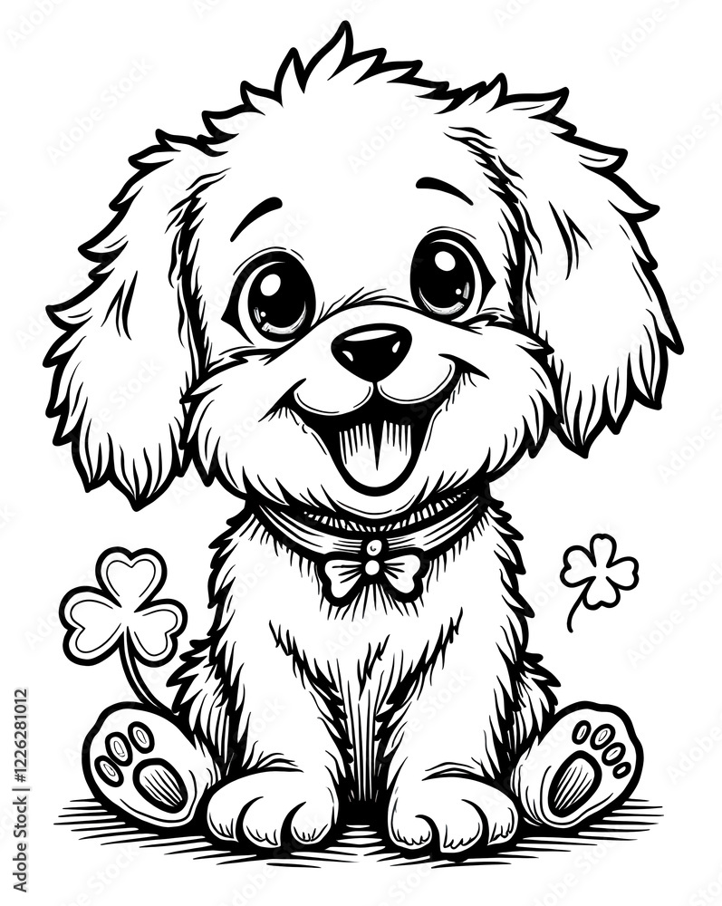 Adorable Puppy with Bow Tie and Shamrocks Adorable Puppy with Bow Tie and Shamrocks