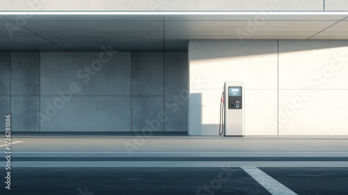 Modern electric vehicle charging station at a building.
