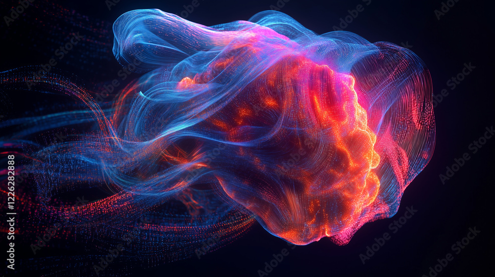 Obraz premium Colorful abstract light display with flowing patterns on a dark background
