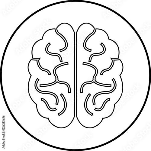 Human internal organ anatomy brain con. Brain mental healthcare sign line vector isolated on transparent background. Science symbol skin layer intestine linear Pictogram.