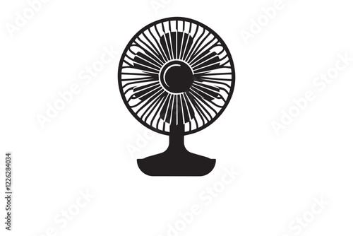 Minimalist table fan design. Table fan black vector on white background.