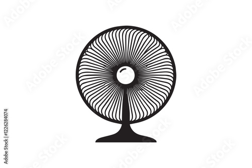 Minimalist table fan design. Table fan black vector on white background.