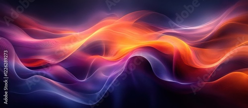 Wallpaper Mural Vibrant Abstract Design with Flowing Lines and Curves in Deep Purples and Bright Oranges Torontodigital.ca