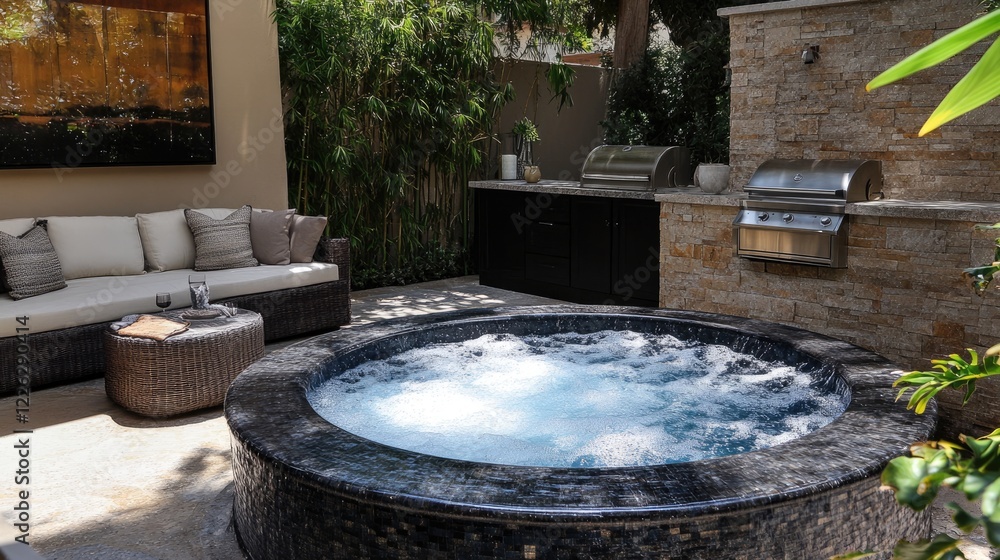 Luxury Outdoor Hot Tub with Patio Furniture Luxury Outdoor Hot Tub with Patio Furniture