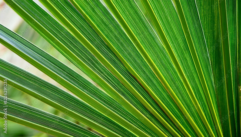 Vibrant green palm fronds create a striking texture. Vibrant green palm fronds create a striking texture.