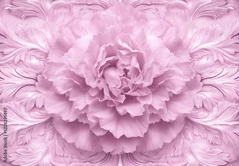 Delicate Pink Flower on Ornate Pink Background Delicate Pink Flower on Ornate Pink Background