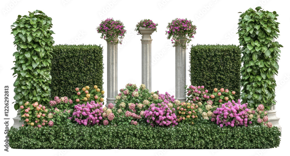 Fototapeta premium PNG Flowers garden hedge outdoors.