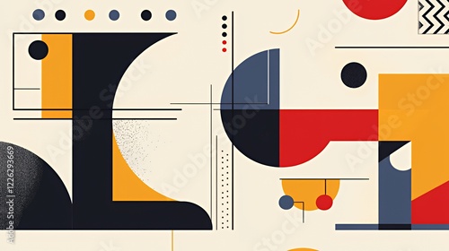 Abstract Geometric Composition Of Shapes And Colors