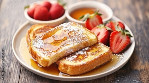 Wallpaper Mural Delicious French toast with fresh strawberries and maple syrup ready to be eaten Torontodigital.ca