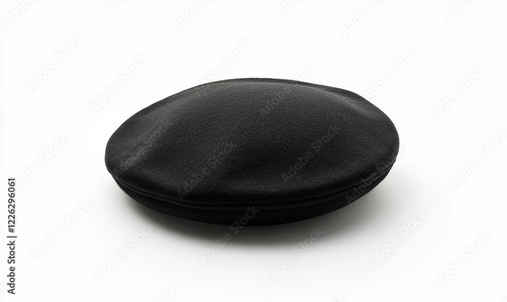 Black wool beret hat isolated on white background. Black wool beret hat isolated on white background.