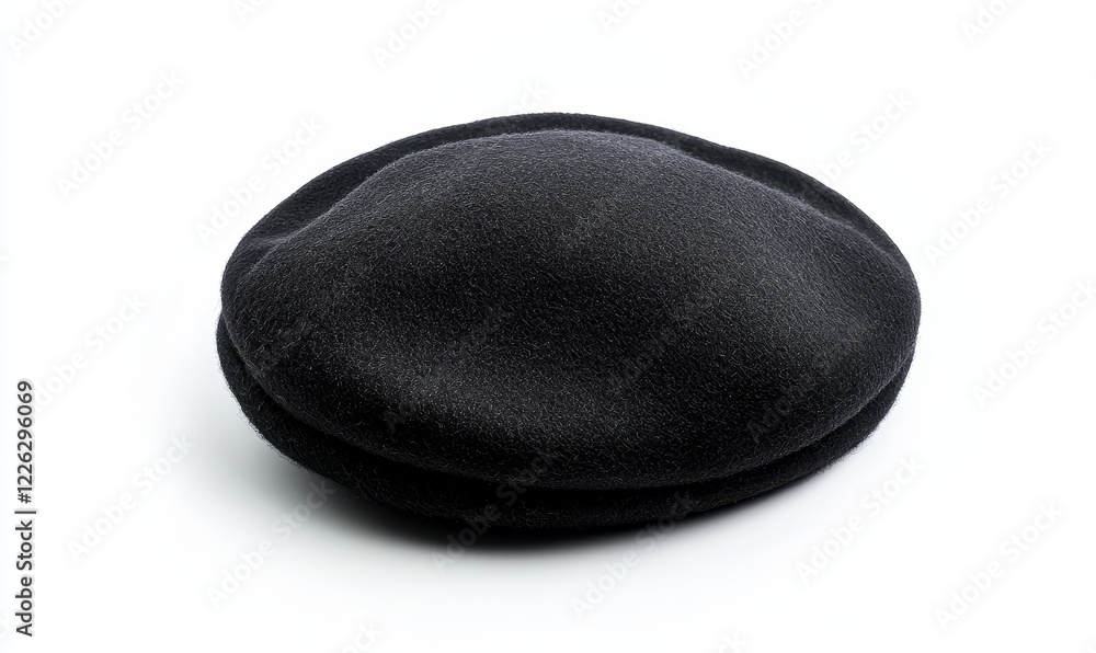 Black wool flat cap isolated on white background. Black wool flat cap isolated on white background.