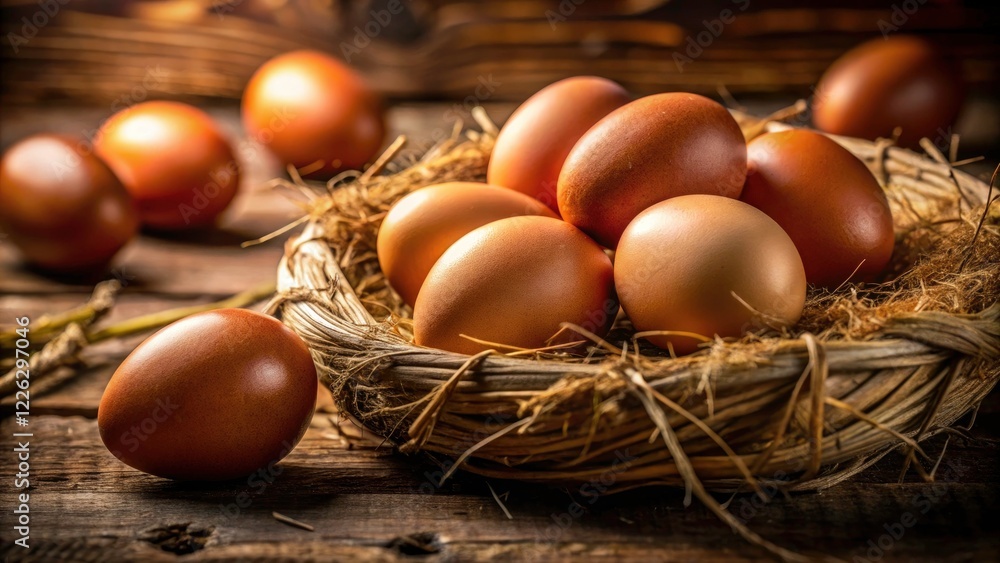 Raw Brown Chicken Eggs: Documentary Photography - Farm Fresh, Rustic, Poultry, Eggshell Texture Raw Brown Chicken Eggs: Documentary Photography - Farm Fresh, Rustic, Poultry, Eggshell Texture