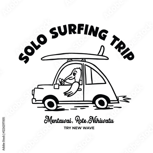 Photography surfing summer travel cute retro cartoon illustration