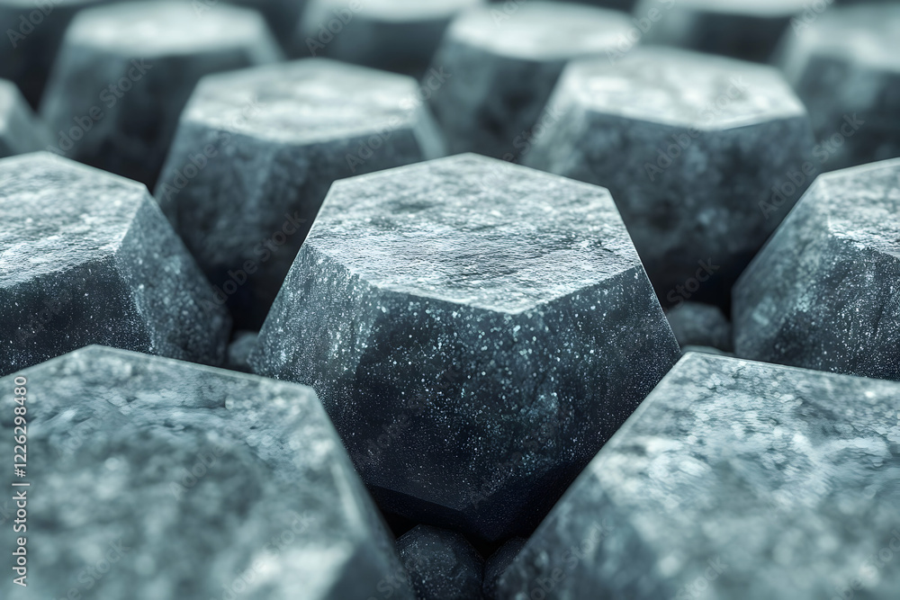 Grey hexagonal structures, close-up texture Grey hexagonal structures, close-up texture